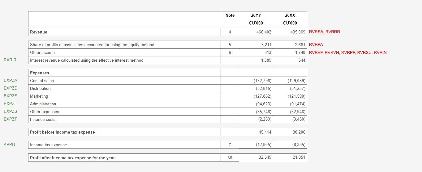 Image shows Profit or loss screen in software. It has been formatted to disclose Standard revenue with expenses by function..